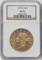 1875-CC $20 Liberty Double Eagle NGC AU53