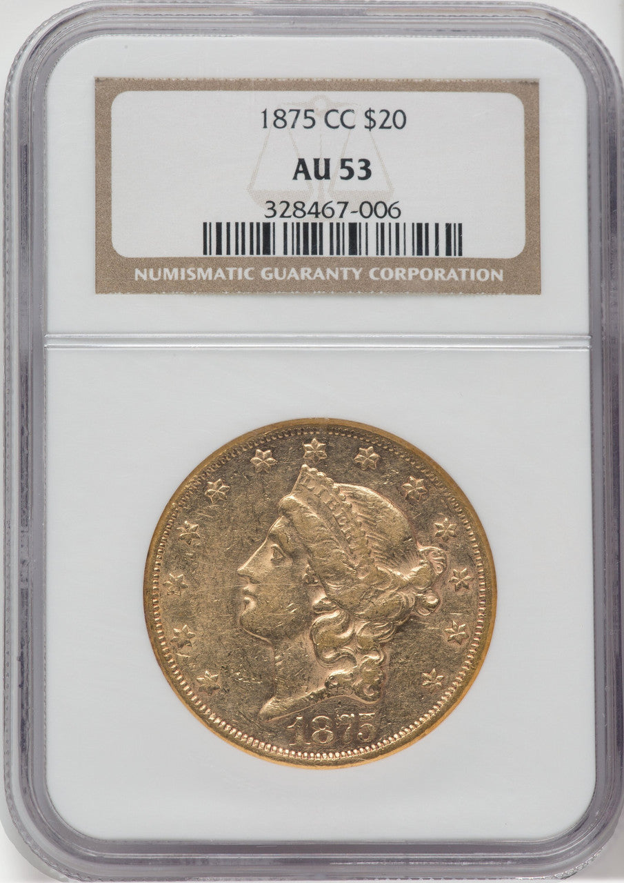 1875-CC $20 Liberty Double Eagle NGC AU53