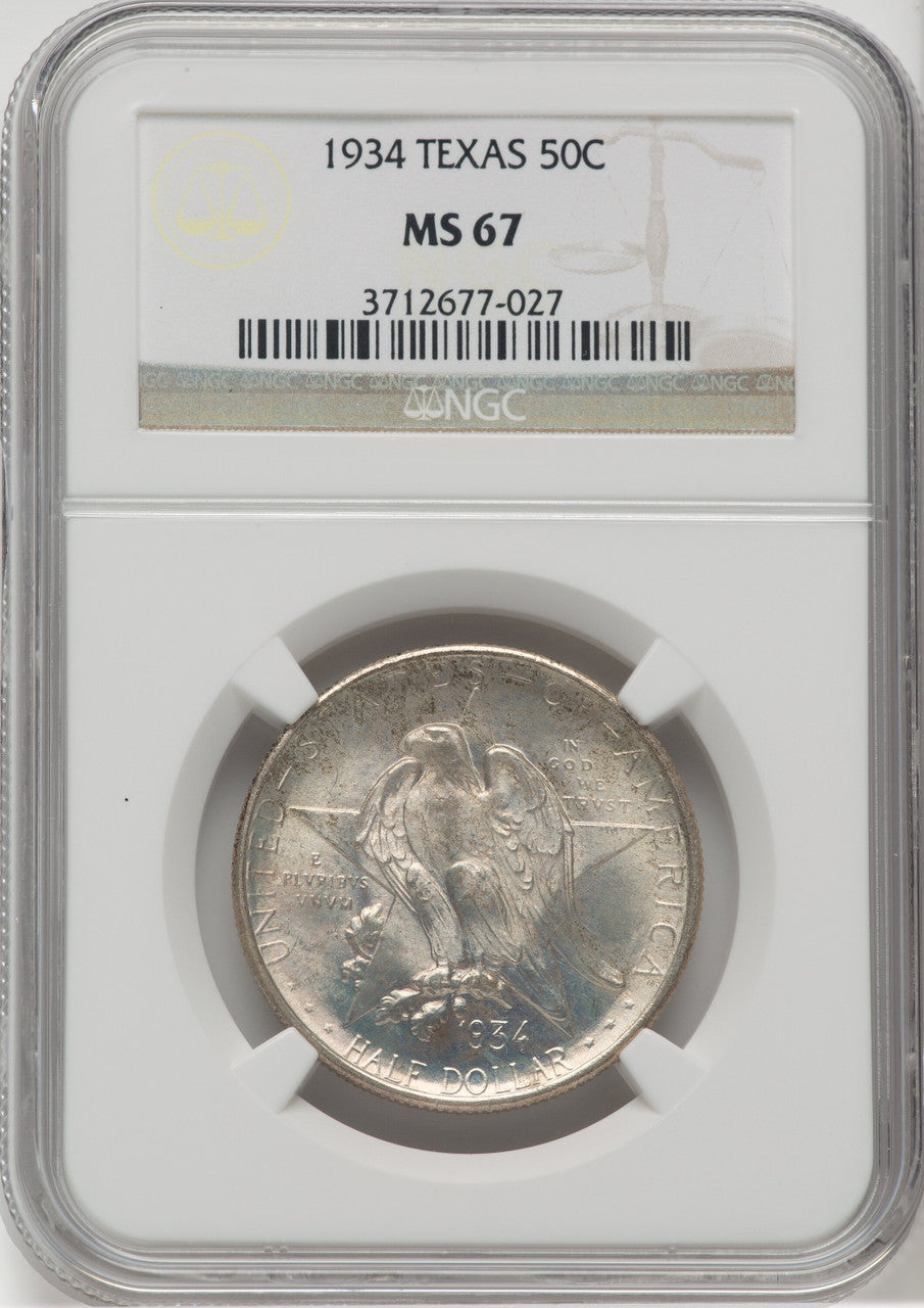 1934 50C Texas Commemorative Silver NGC MS67