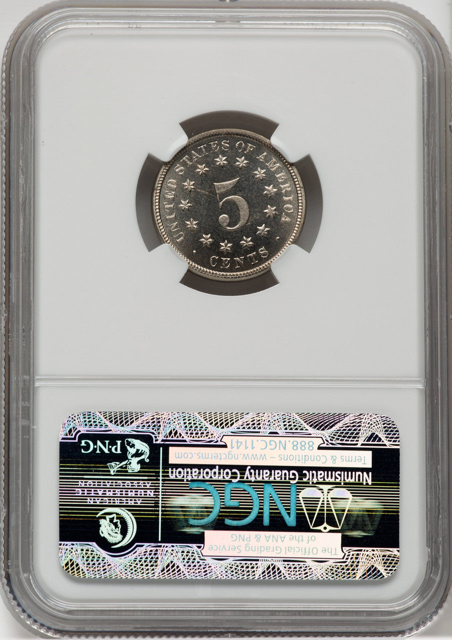 1874 5C CA Proof Shield Nickel NGC PR65