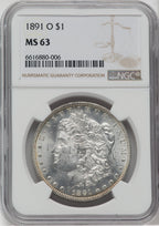 1891-O $1 Morgan Dollar NGC MS63