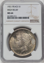 1921 $1 Peace Dollar NGC MS64