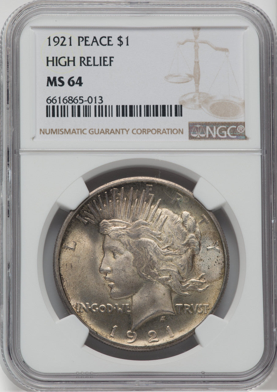 1921 $1 Peace Dollar NGC MS64
