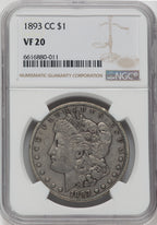 1893-CC $1 Morgan Dollar NGC VF20