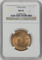 1910-S $10 Indian Eagle NGC MS62