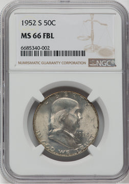 1952-S 50C FL Franklin Half Dollar NGC MS66