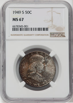 1949-S 50C Franklin Half Dollar NGC MS67