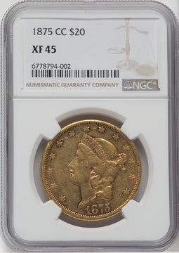 1875-CC $20 Liberty Double Eagle NGC XF45