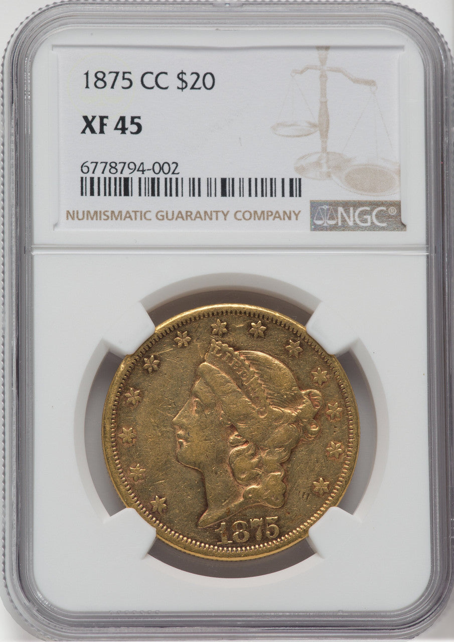 1875-CC $20 Liberty Double Eagle NGC XF45