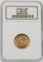 1905-S $5 Liberty Half Eagle NGC AU58