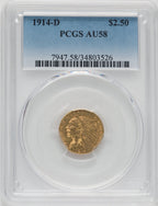 1914-D $2.50 Indian Quarter Eagle PCGS AU58