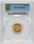 1889 $2.50 Liberty Quarter Eagle PCGS MS64