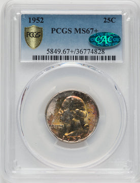 1952 25C CAC Washington Quarter PCGS MS67+