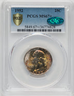 1952 25C CAC Washington Quarter PCGS MS67+