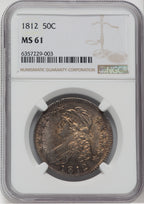 1812 50C Large 8 Bust Half Dollar NGC MS61