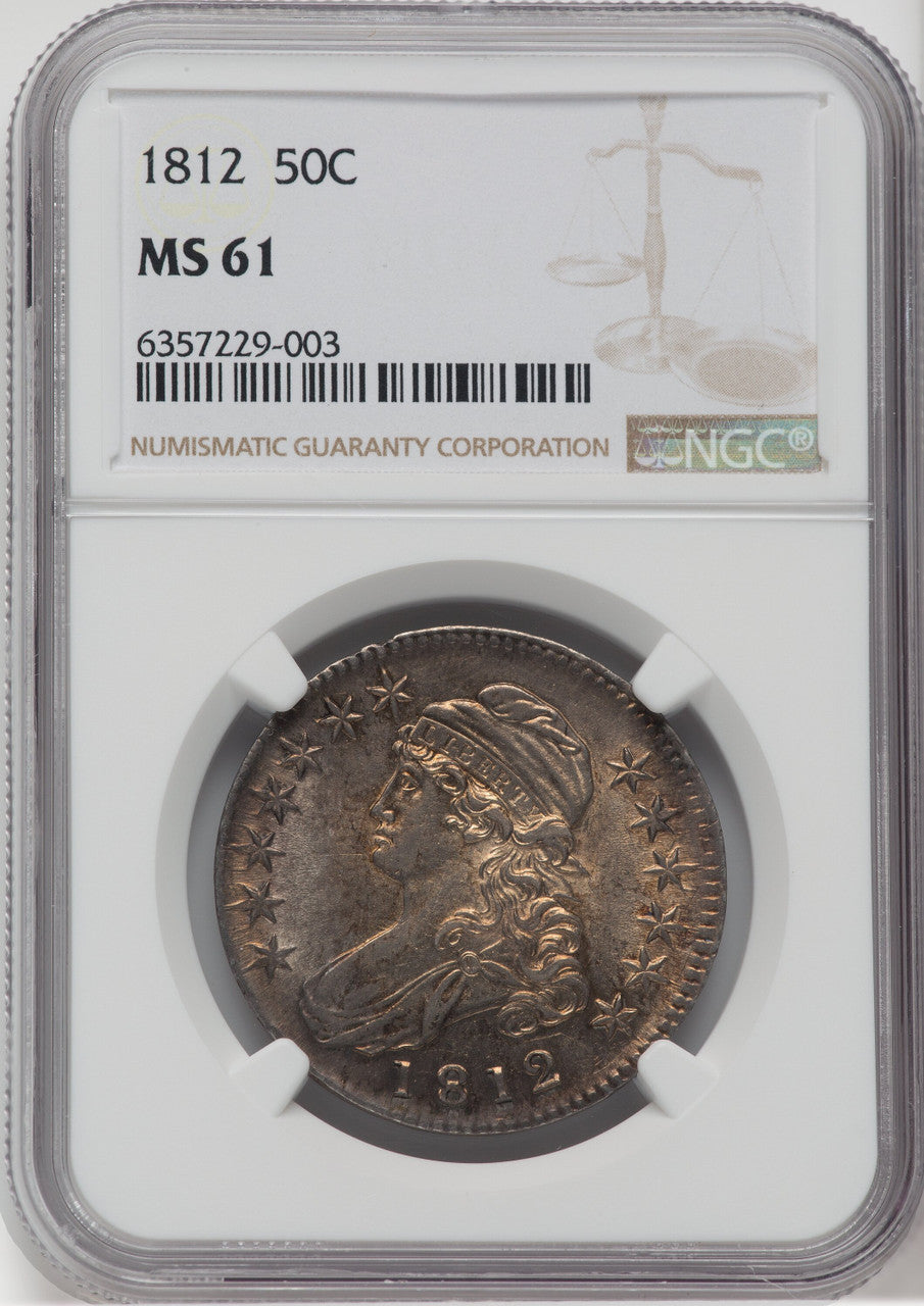 1812 50C Large 8 Bust Half Dollar NGC MS61