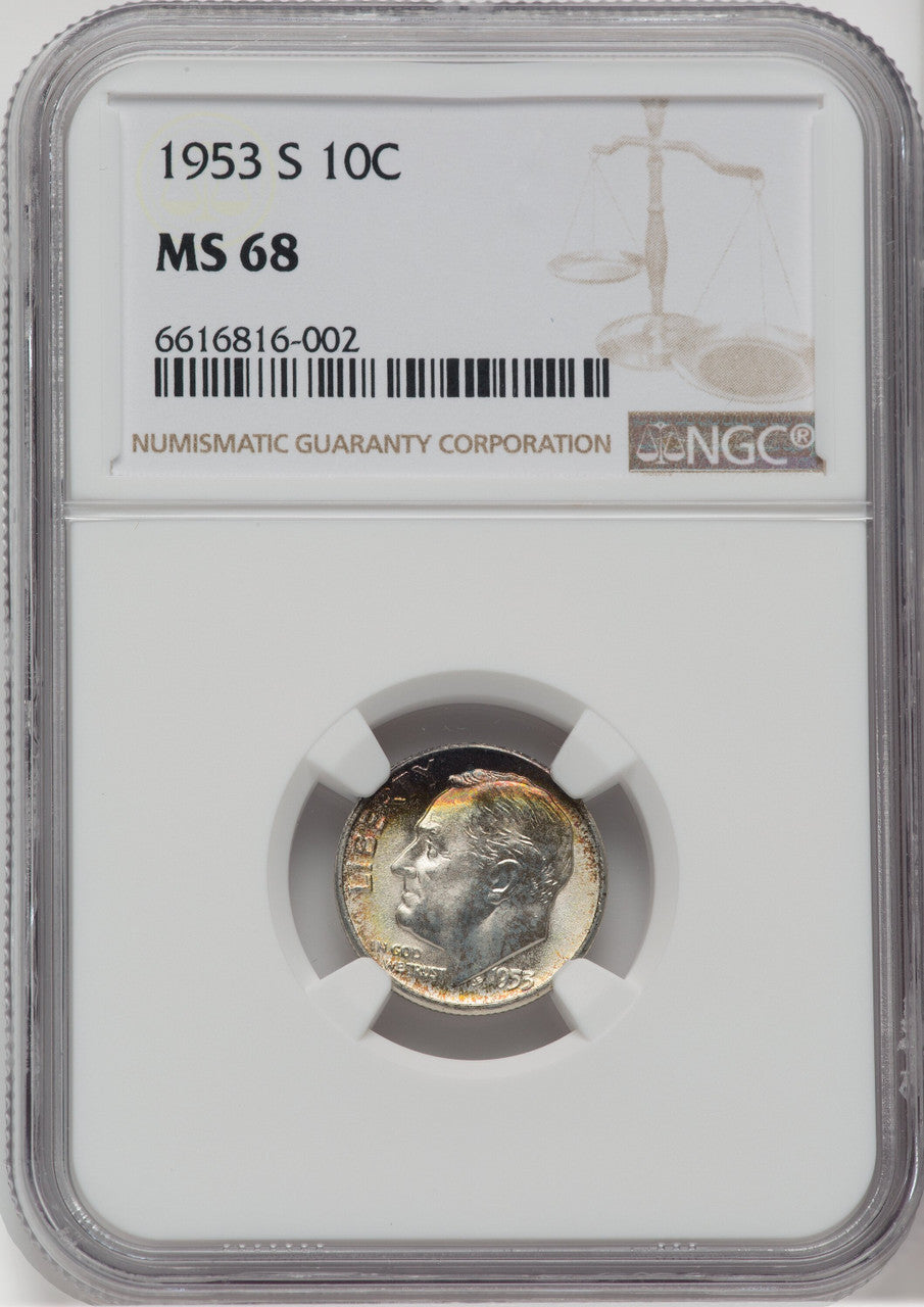 1953-S 10C Roosevelt Dime NGC MS68