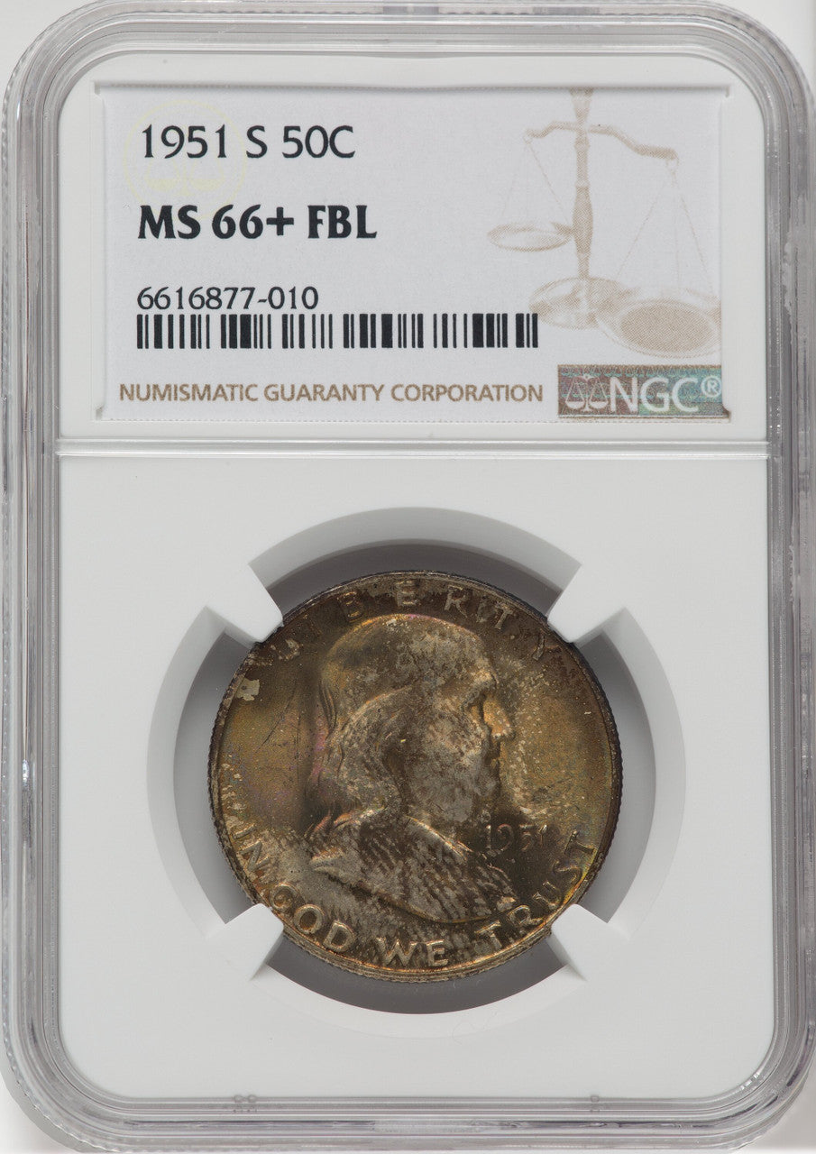 1951-S 50C FL Franklin Half Dollar NGC MS66+