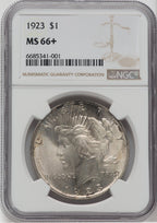 1923 $1 NGC Plus Peace Dollar NGC MS66+
