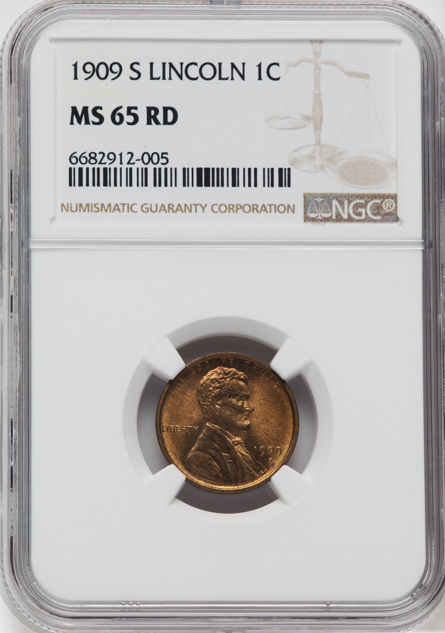 1909-S 1C Lincoln RD Lincoln Cent NGC MS65