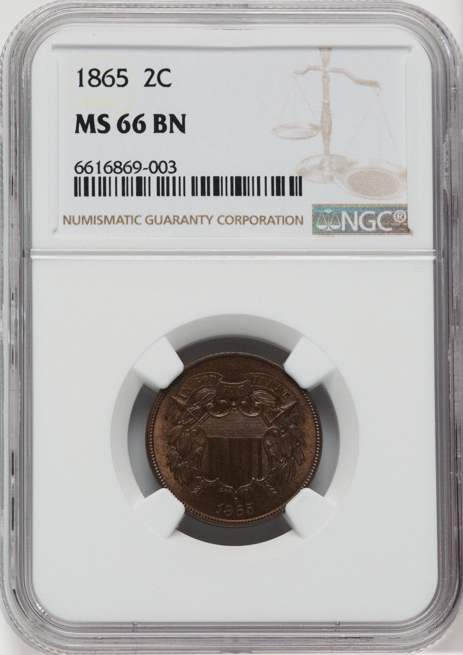 1865 2C BN Two Cent Pieces NGC MS66