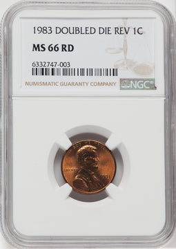 1983 1CDoubled Die Reverse RD Lincoln Cent NGC MS66