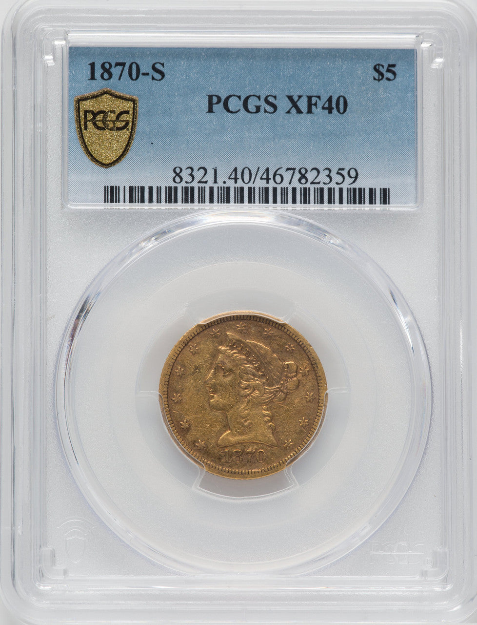1870-S $5 Liberty Half Eagle PCGS XF40
