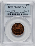 1868 2C CA Proof Two Cent Pieces PCGS PR65