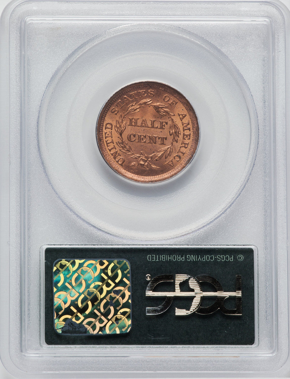 1855 1/2 C RD Half Cent PCGS MS65