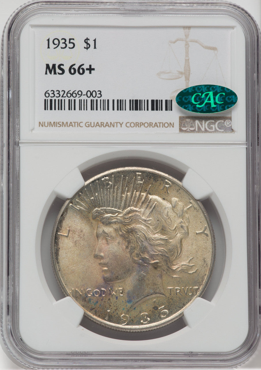 1935 $1 CAC NGC Plus Peace Dollar NGC MS66+
