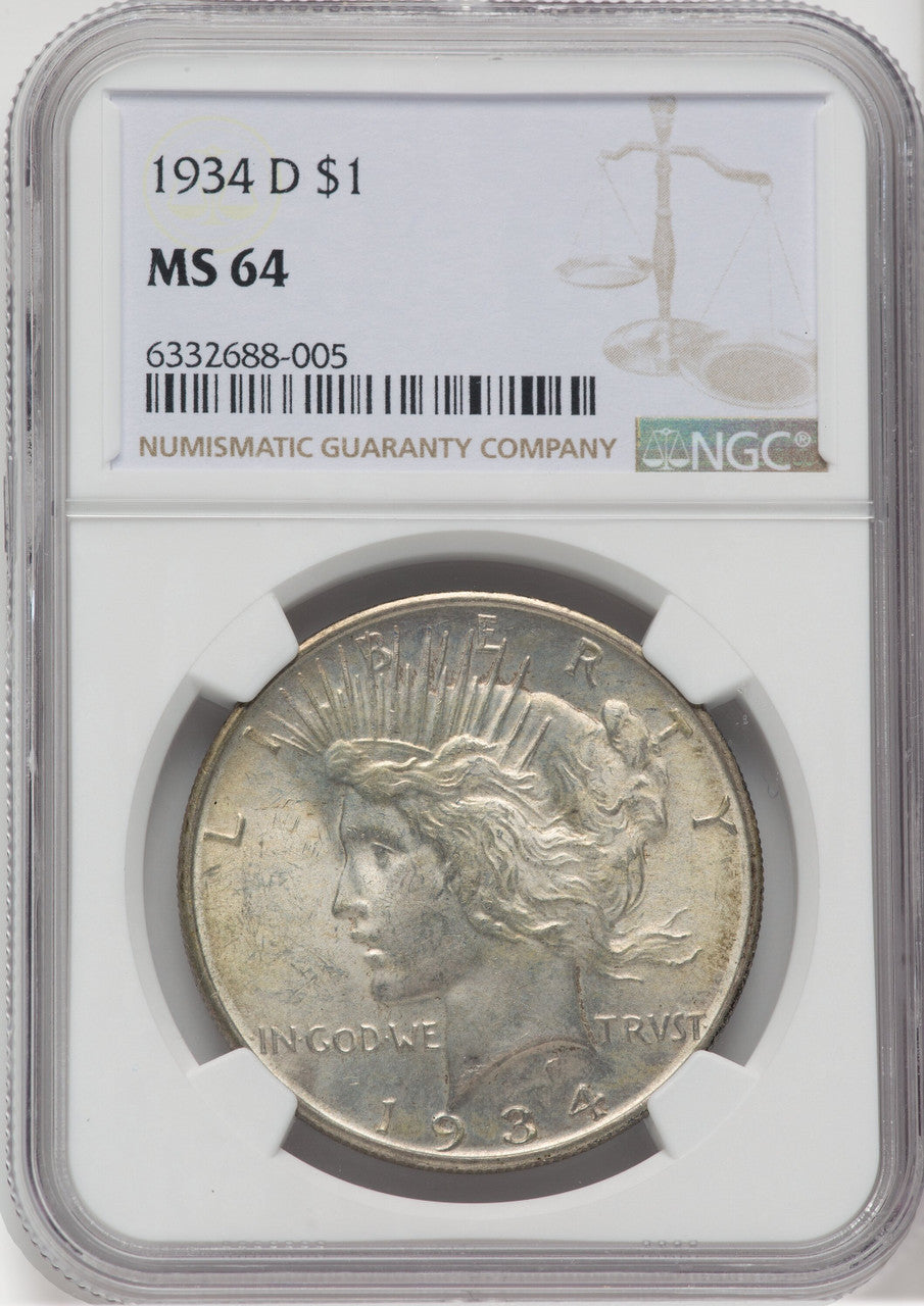 1934-D $1 Peace Dollar NGC MS64