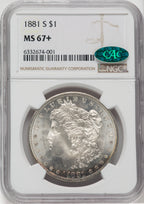 1881-S $1 CAC NGC Plus Morgan Dollar NGC MS67+