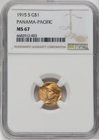 1915-S G$1 PAN-PAC Gold Dollar Commemorative Gold NGC MS67