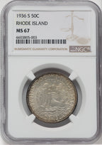 1936-S 50C Rhode Island Commemorative Silver NGC MS67