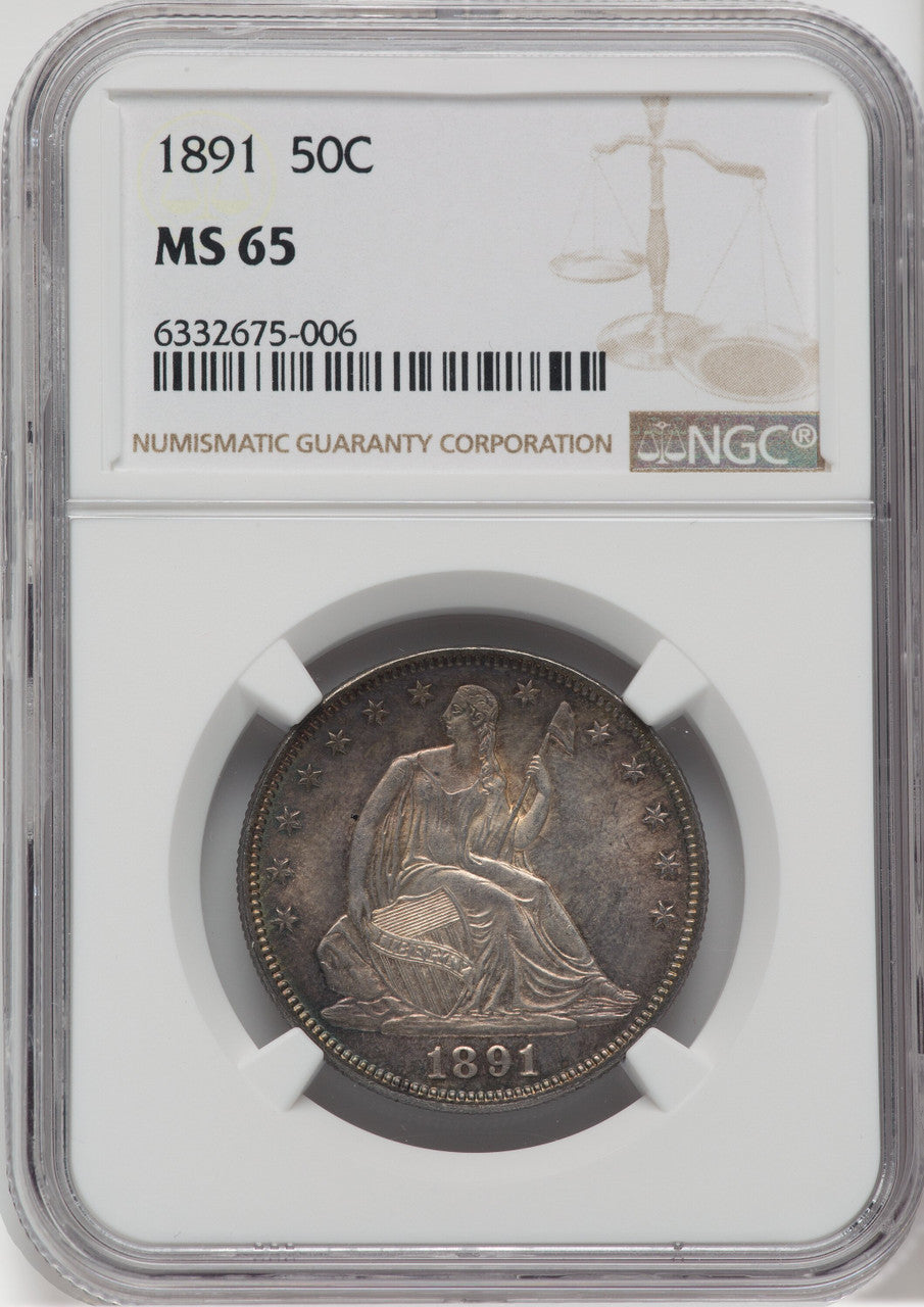 1891 50C Seated Half Dollar NGC MS65