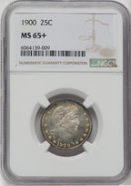 1900 25C NGC Plus Barber Quarter NGC MS65+