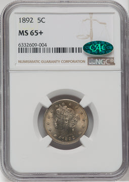 1892 5C CAC NGC Plus Liberty Nickel NGC MS65+