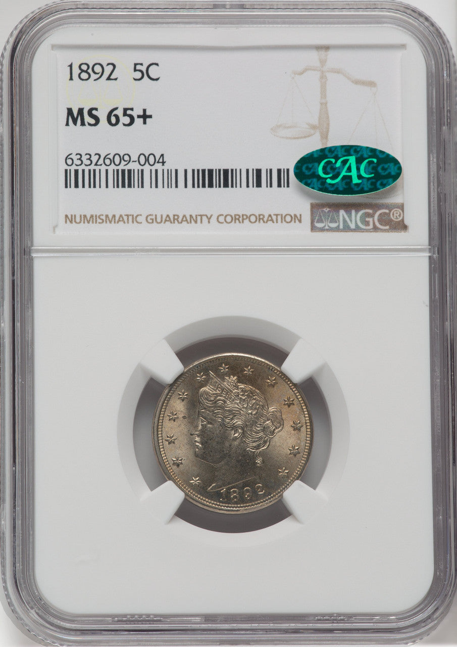 1892 5C CAC NGC Plus Liberty Nickel NGC MS65+