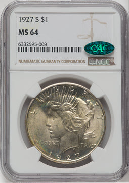 1927-S $1 CAC Peace Dollar NGC MS64