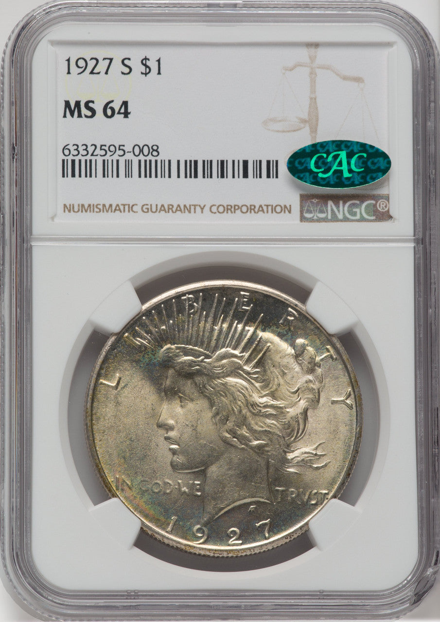 1927-S $1 CAC Peace Dollar NGC MS64