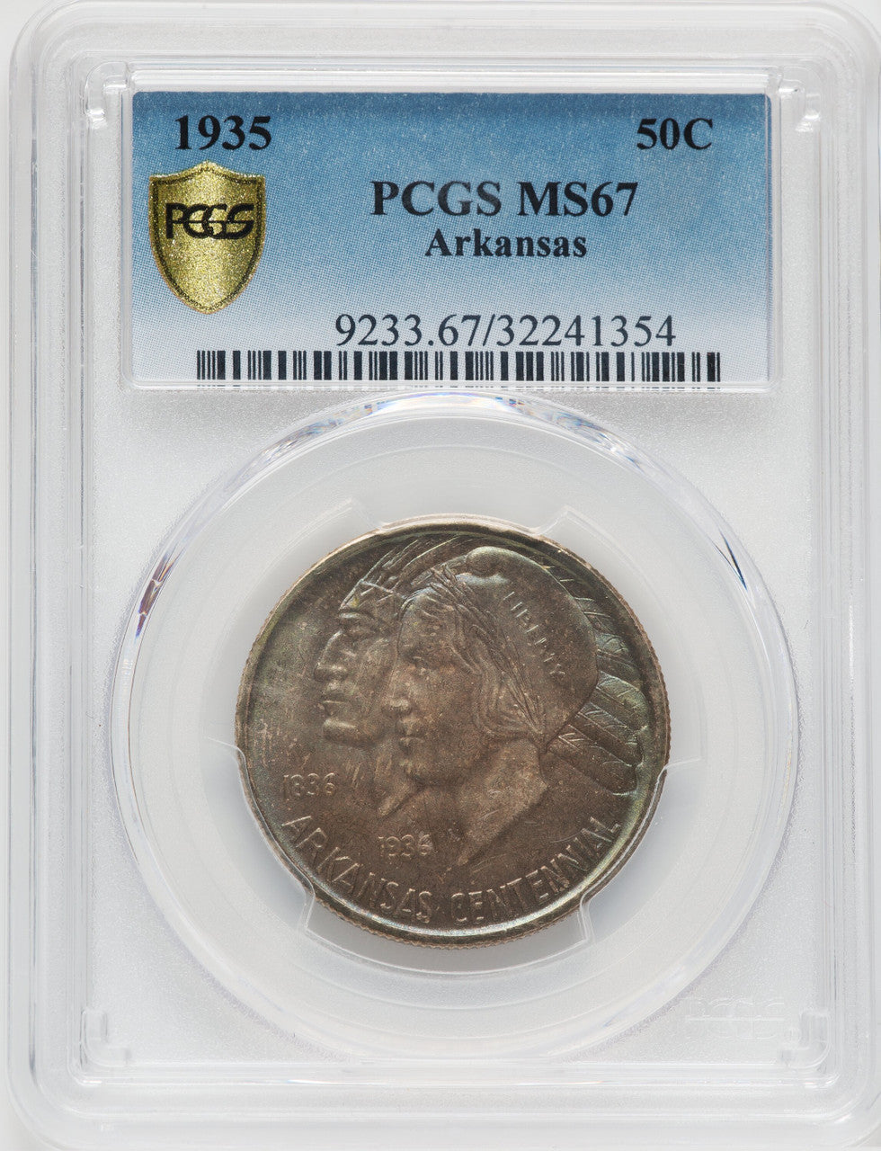 1935 50C Arkansas Commemorative Silver PCGS MS67