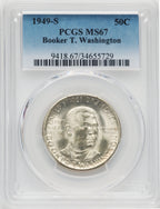 1949-S 50C Booker T. Washington Commemorative Silver PCGS MS67