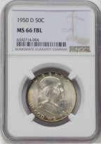 1950-D 50C FL Franklin Half Dollar NGC MS66