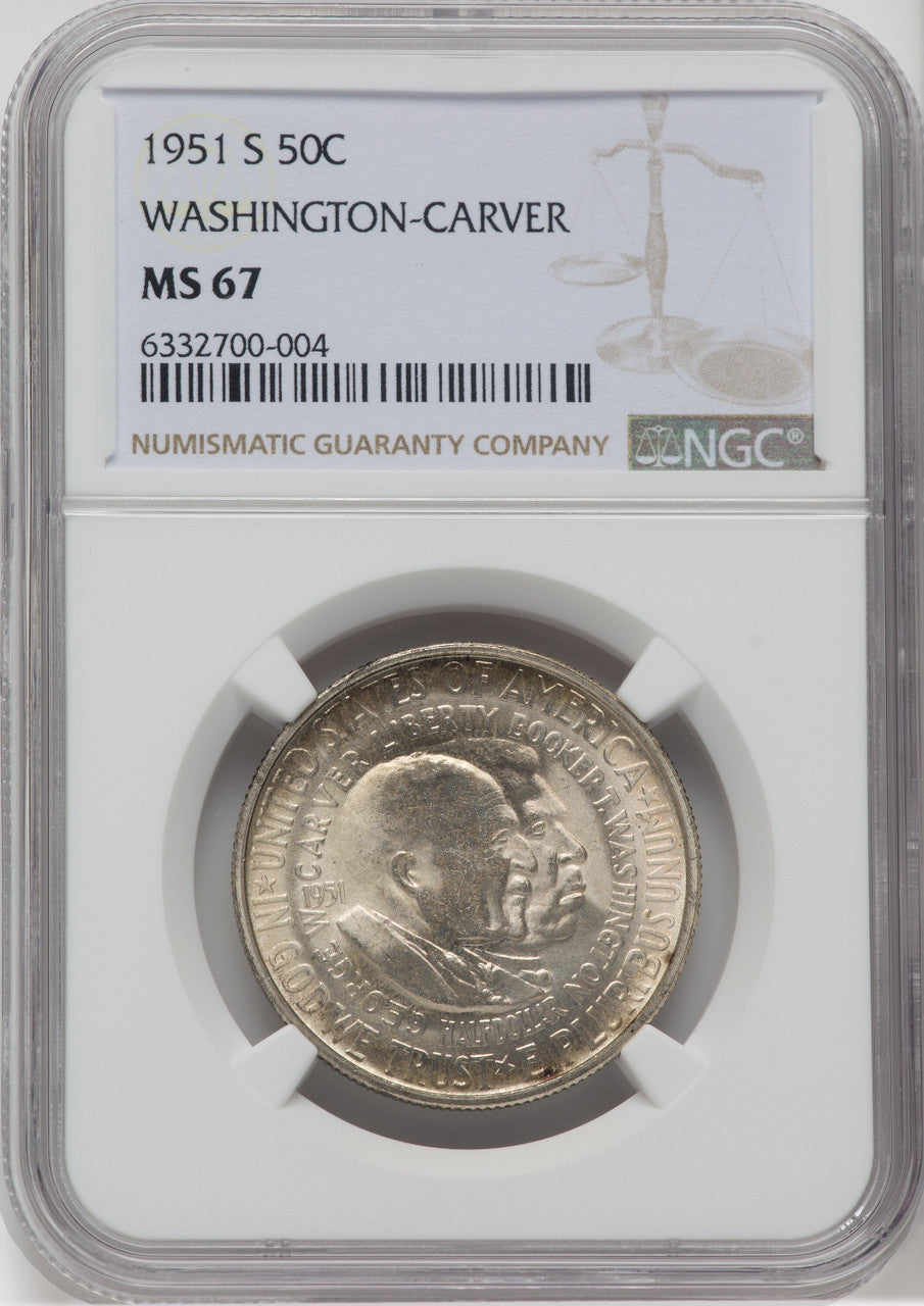 1951-S 50C Washington-Carver Commemorative Silver NGC MS67