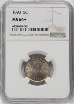 1893 5C NGC Plus Liberty Nickel NGC MS66+