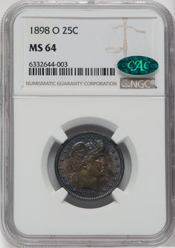 1898-O 25C CAC Barber Quarter NGC MS64