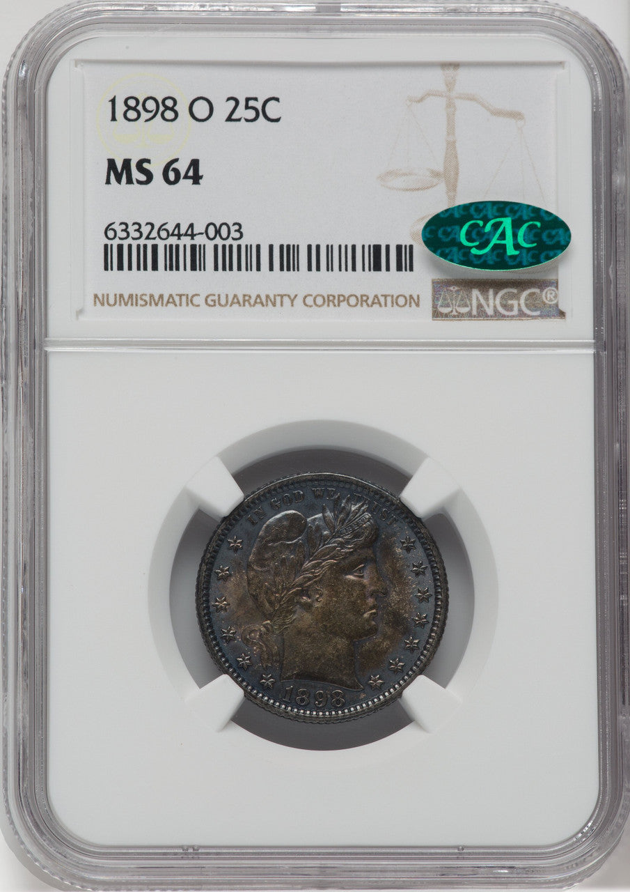 1898-O 25C CAC Barber Quarter NGC MS64