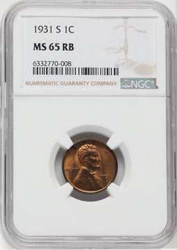 1931-S 1C RB Lincoln Cent NGC MS65