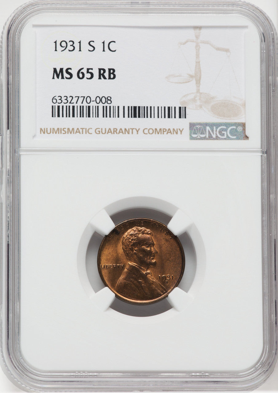 1931-S 1C RB Lincoln Cent NGC MS65