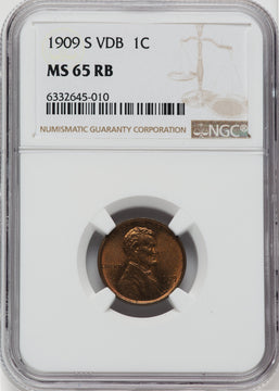 1909-S 1C VDB RB Lincoln Cent NGC MS65